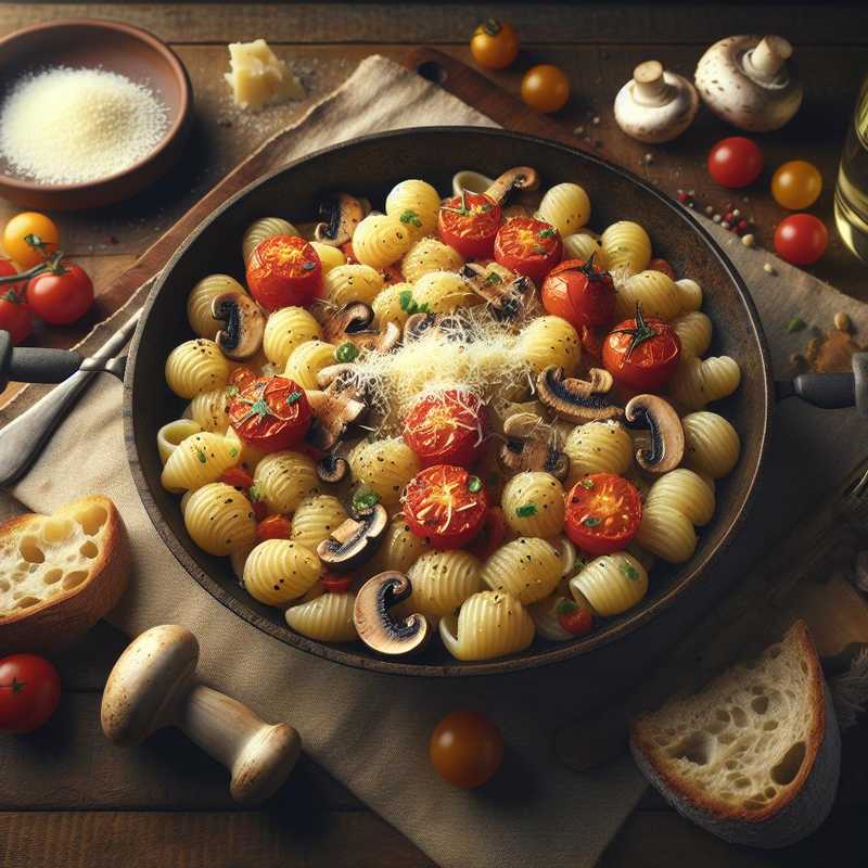 Gnocchetti sardi con ciliegini, champignons e pecorino