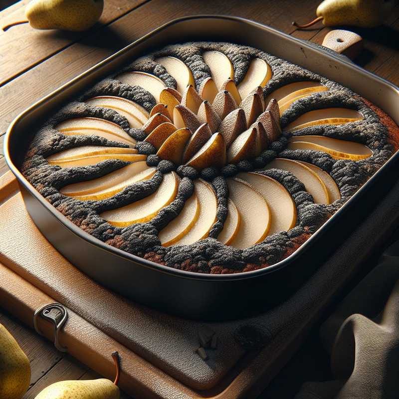 Black Cake with Pears and Rice Flour