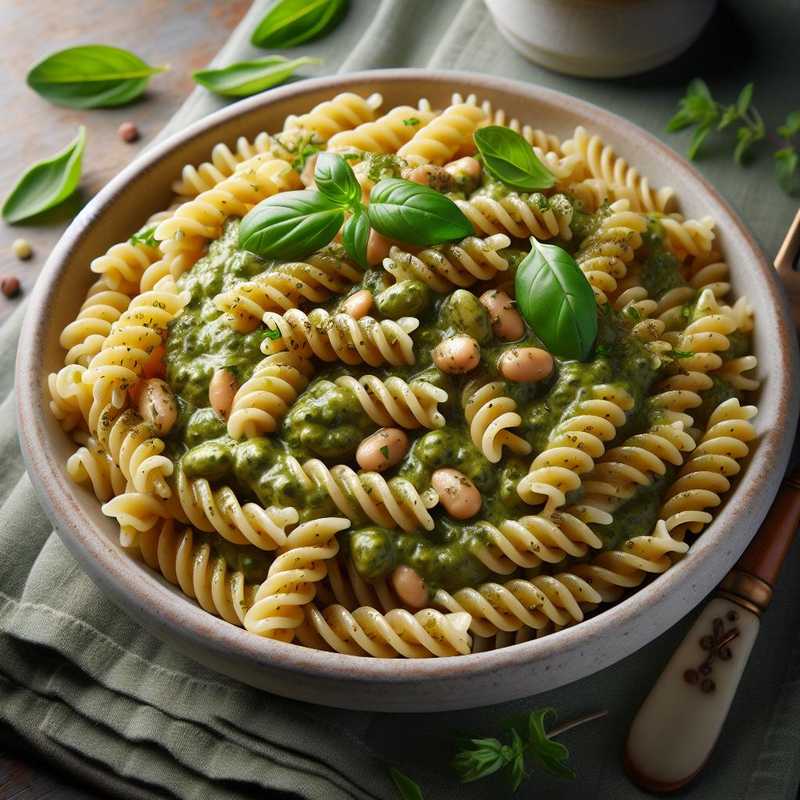 Fusilli con pesto di cannellini e origano