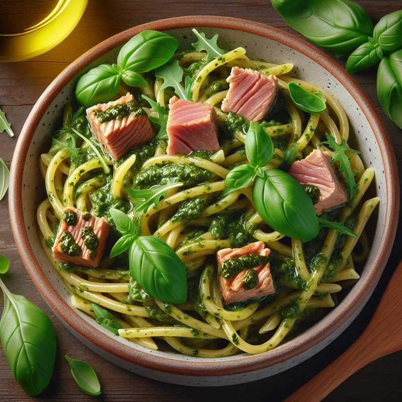 Pasta with arugula and tuna pesto