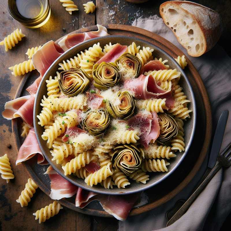 Fusilli ai carciofi, prosciutto e pecorino