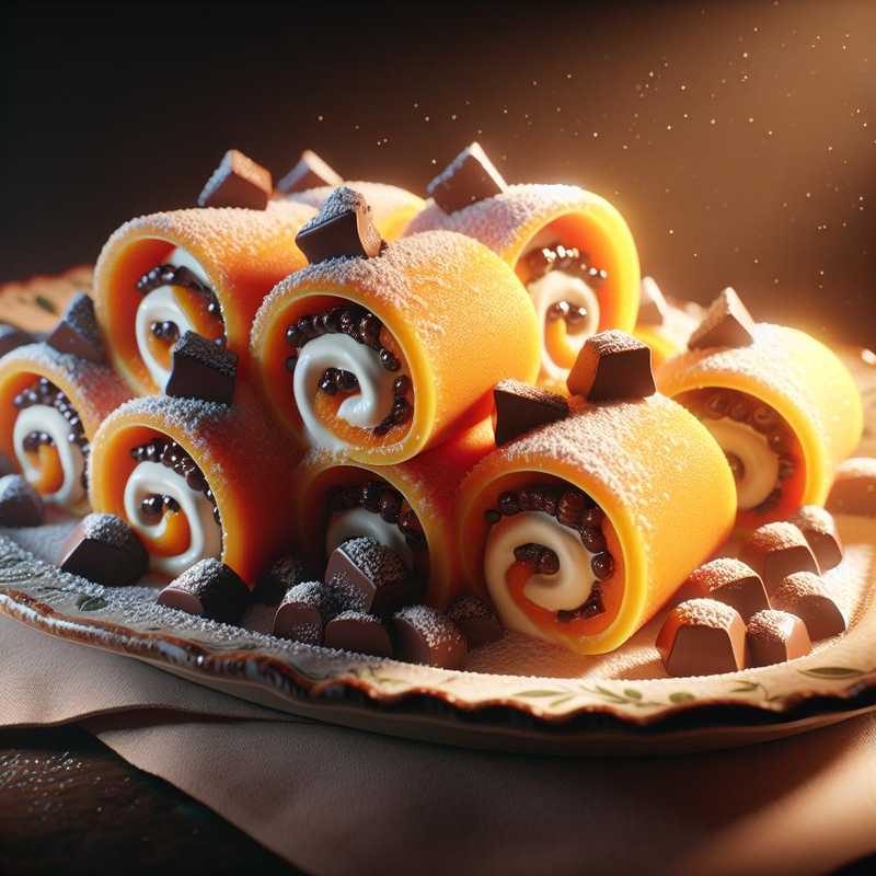 Rotolo alla zucca con ricotta e gocce di cioccolato