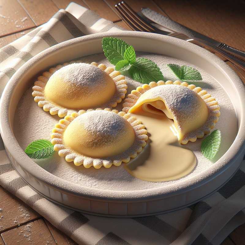 Ravioli dolci alla crema pasticcera