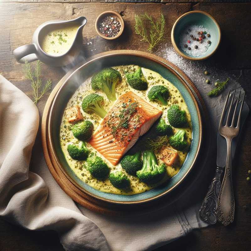 Salmone al vapore con crema di broccoli