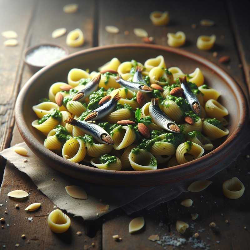 Orecchiette with anchovies and almond pesto