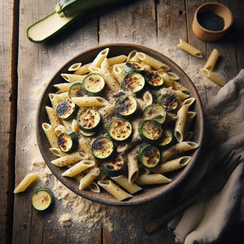 Mezze penne con zucchine e pane bruciato