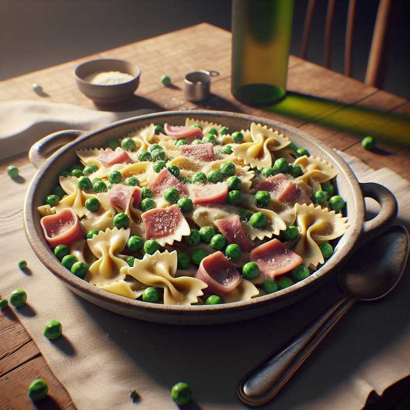 Farfalle con Prosciutto, Piselli e Panna