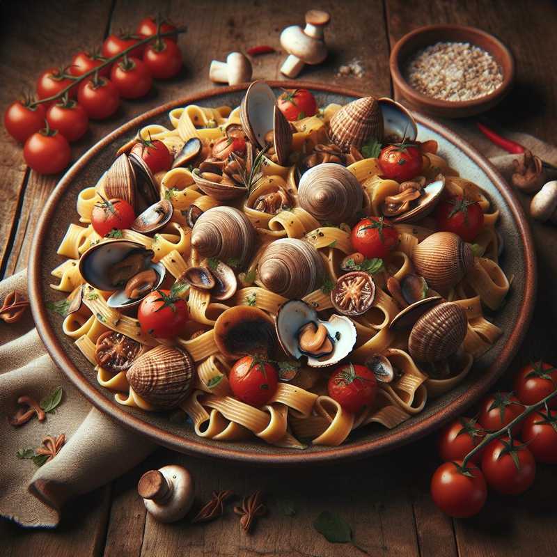 Tonnarelli alle vongole, porcini e pomodorini