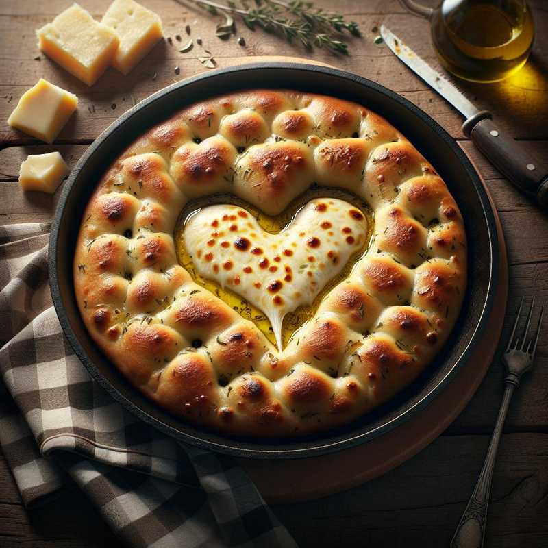 Focaccia di patate in padella con cuore filante