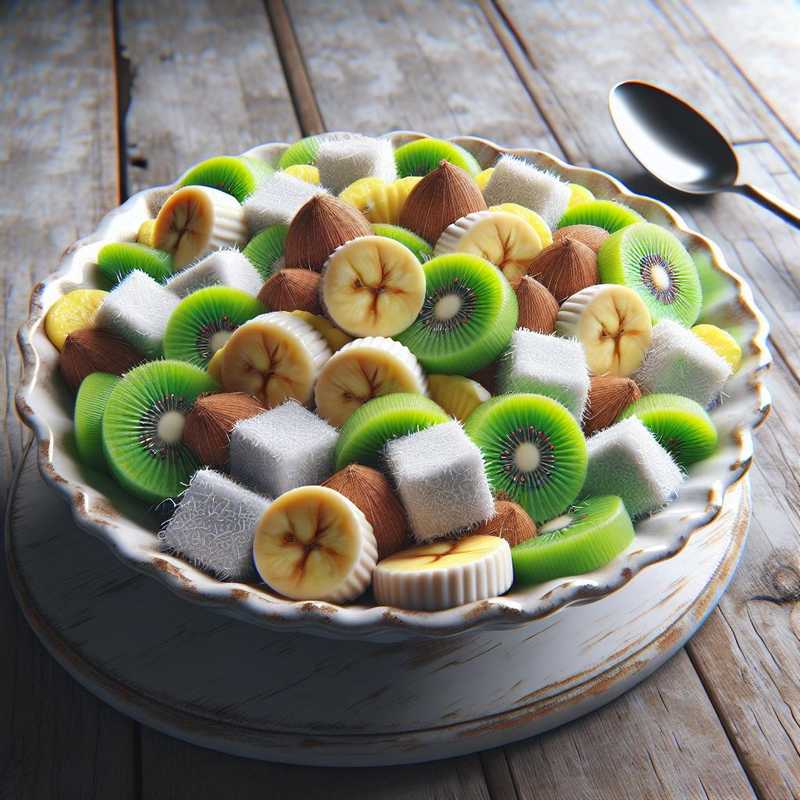 Dolcetti tropicali al cocco, banana e kiwi