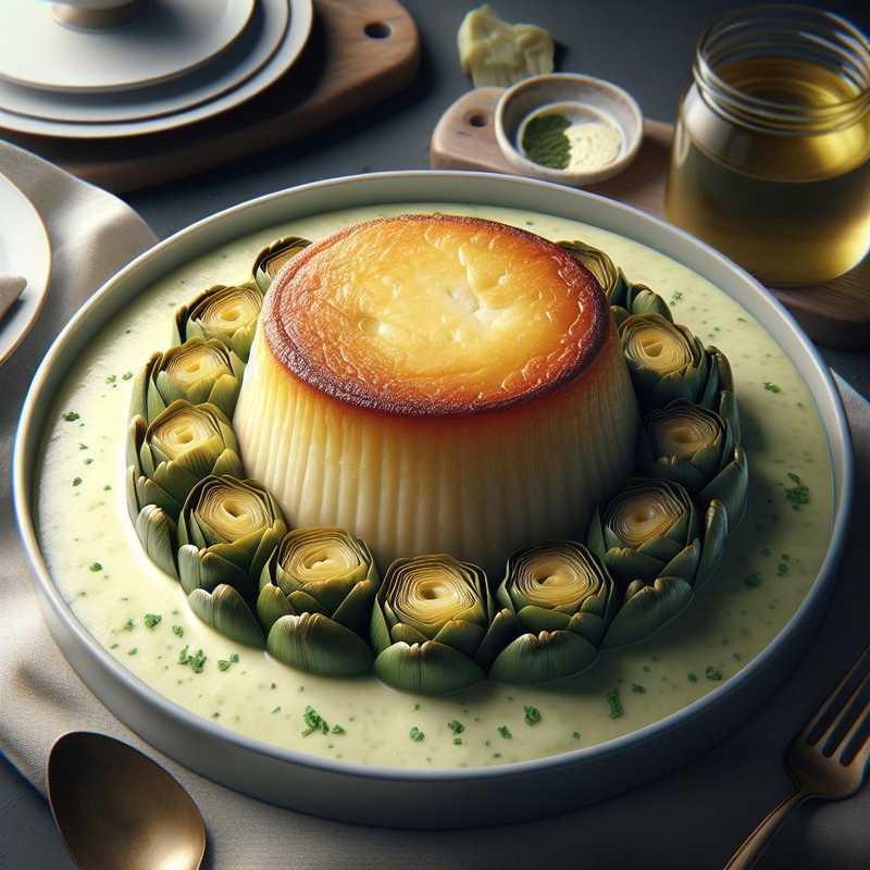 Flan di merluzzo su crema di carciofi