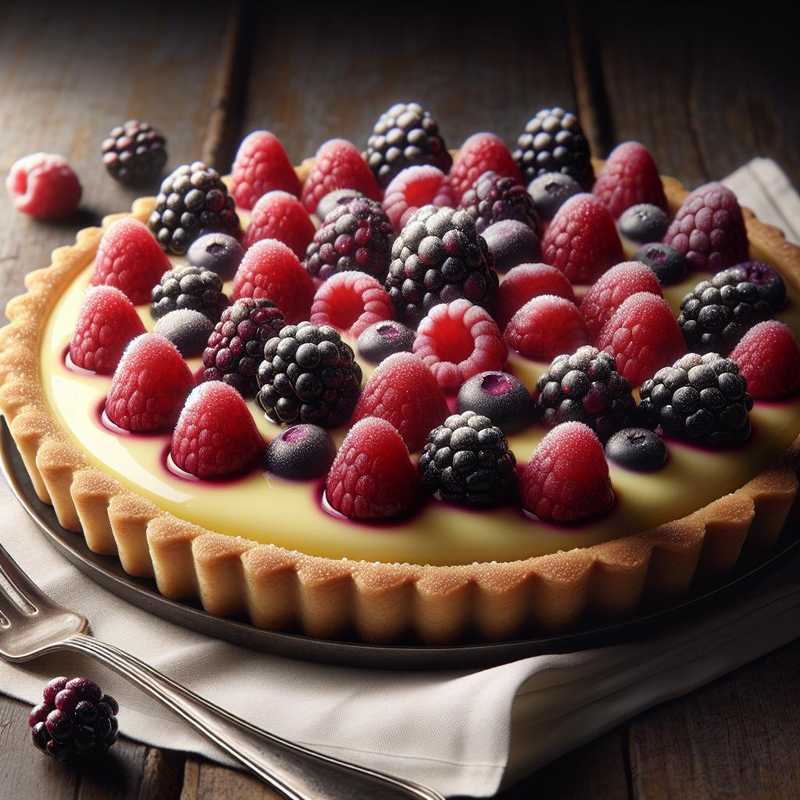 Custard tart with blackberries and raspberries