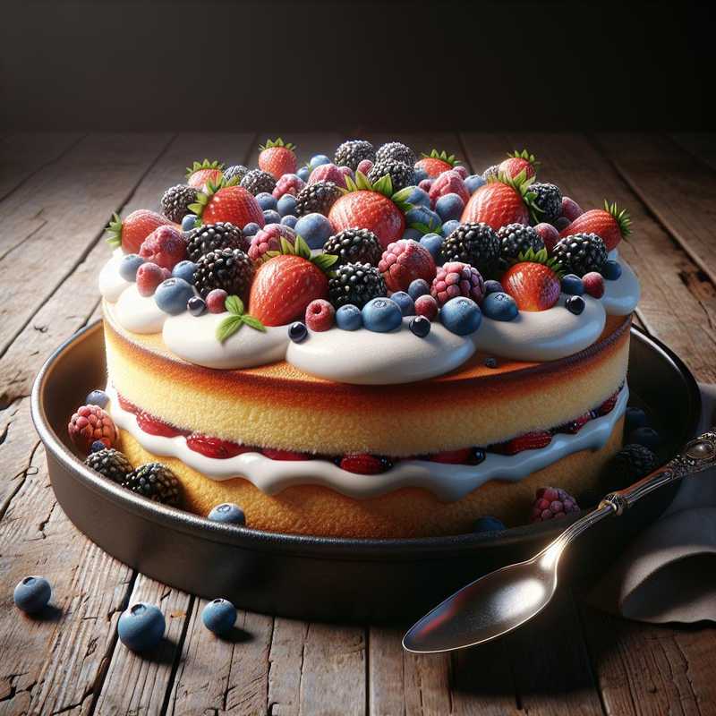 Sponge Cake with Chantilly Cream and Berries