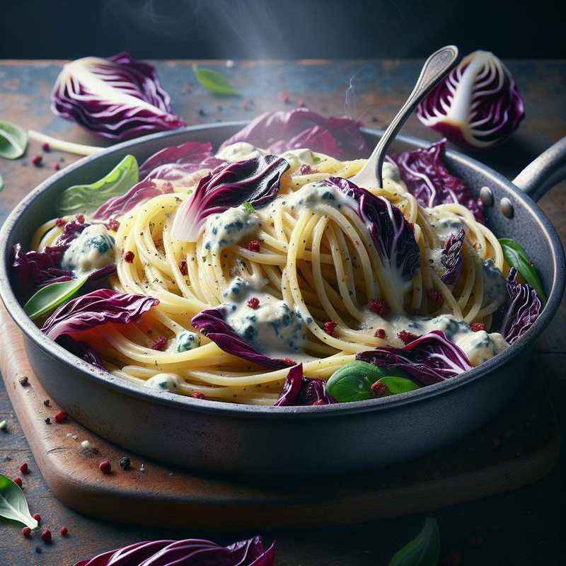 Spaghetti with radicchio and gorgonzola