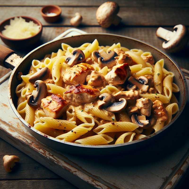 Casarecce con Sugo di Pollo e Funghi