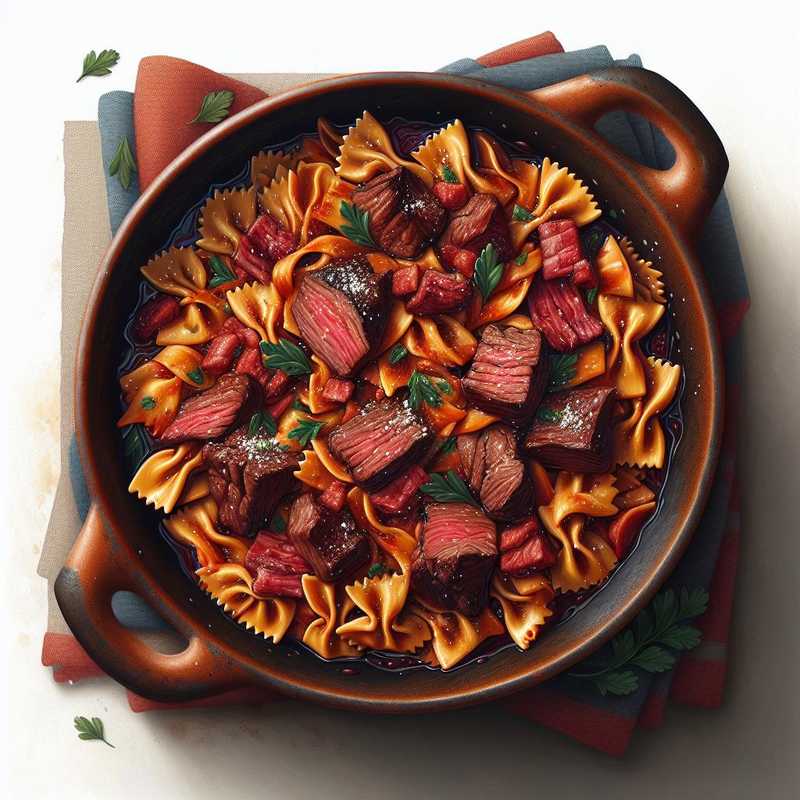 Beef Maltagliati with Red Wine and Smoked Bacon