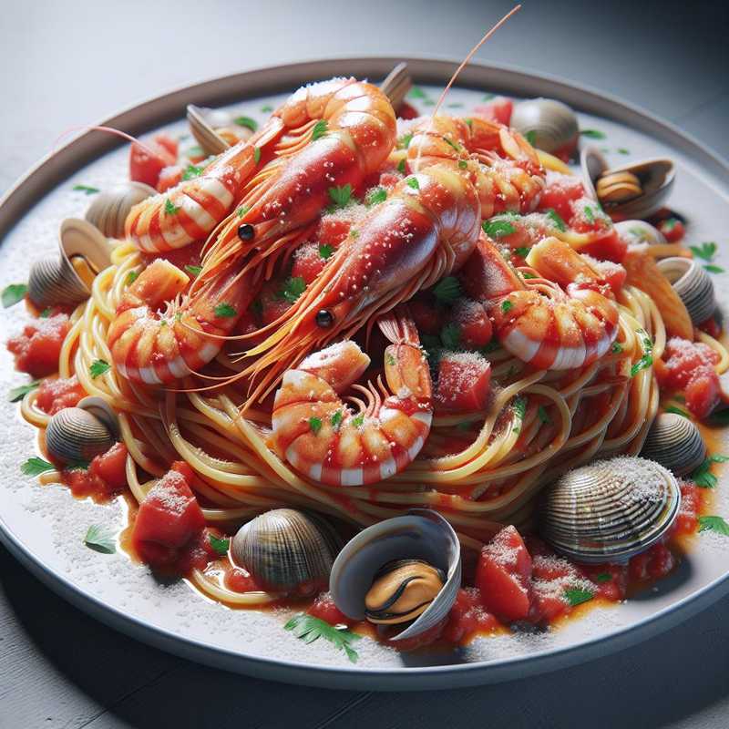 Spaghetti with shrimp and clams