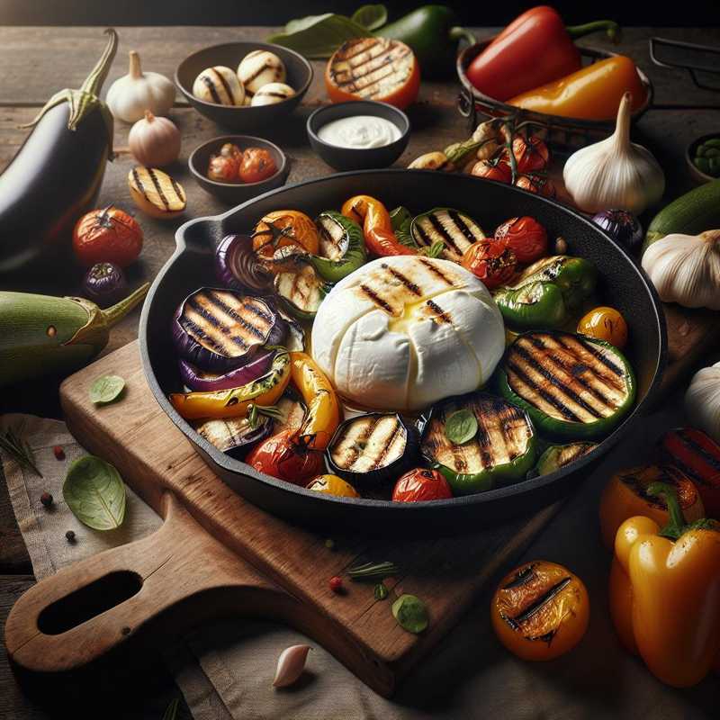 Burrata with Grilled Vegetables and Fruit