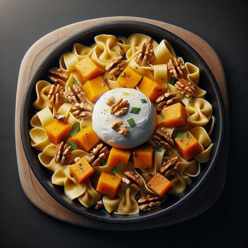 Casarecce with Pumpkin, Walnuts, and Burrata