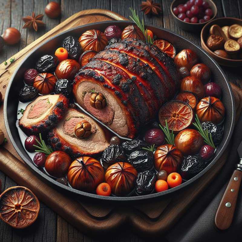 Roast stuffed with chestnuts and prunes