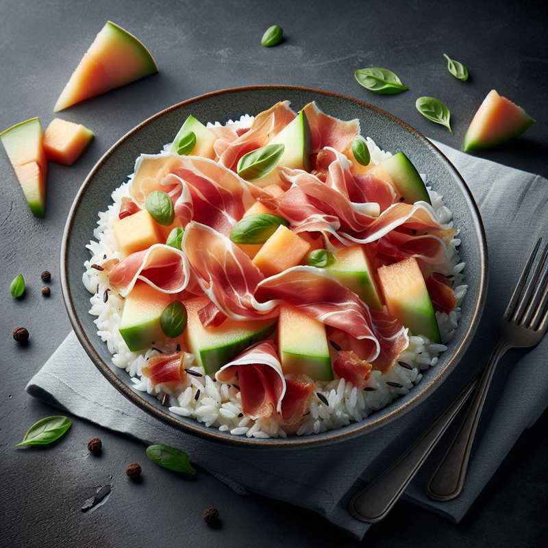 Insalata di riso con prosciutto e melone