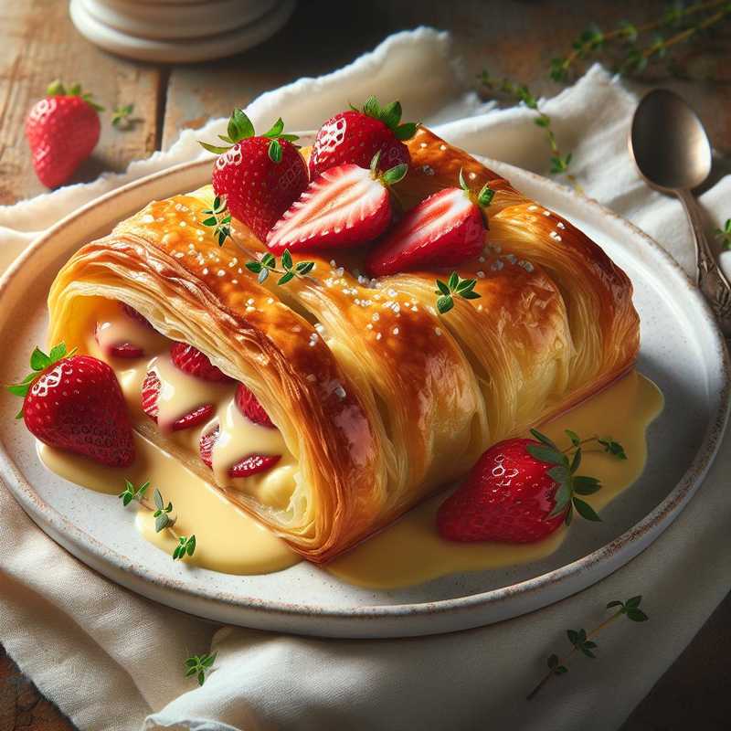 Strudel con crema pasticcera e fragole