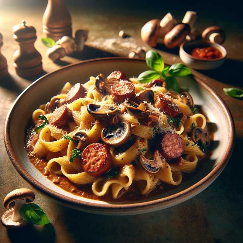 Pasta porcini e salsiccia