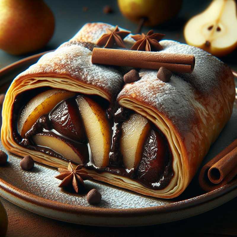 Cocoa Strudel with Pears and Cinnamon