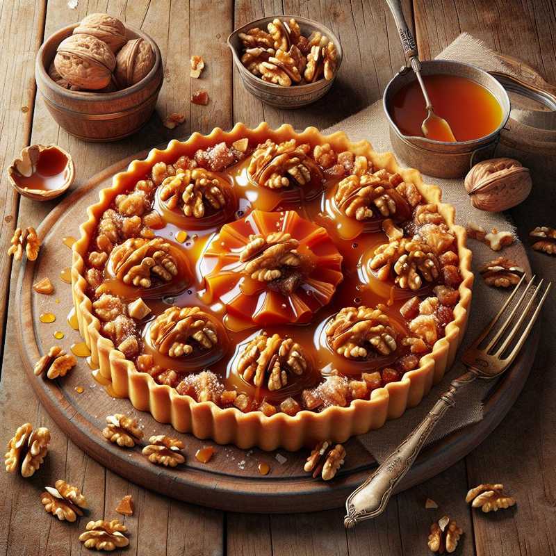 Crostatine al caramello salato e noci pralinate