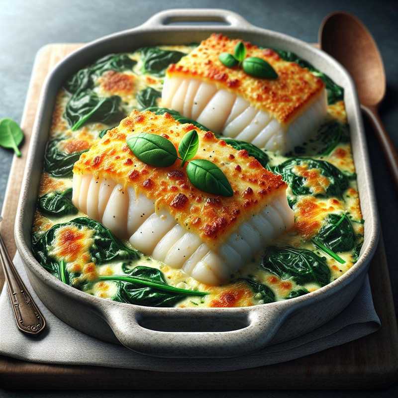 Cod with Spinach Gratin