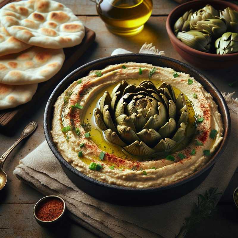 Hummus con gambi di carciofo