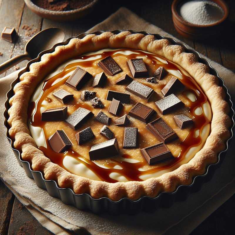 Crostata con yogurt al caramello salato e cioccolato