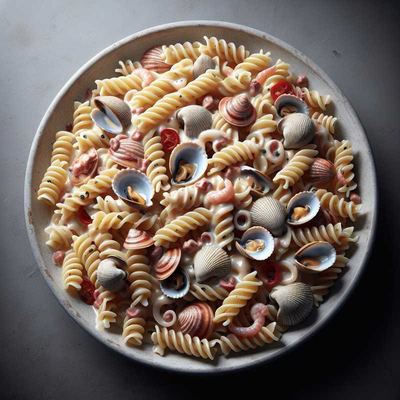 Fusilli in salsa di fiori, vongole e calamari