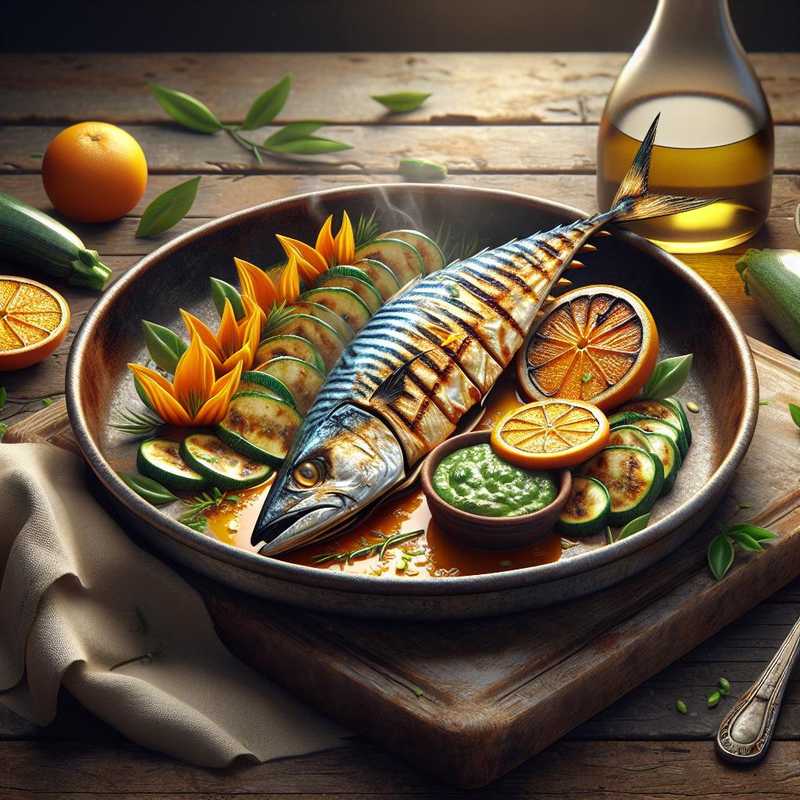 Mackerel with Orange Sauce and Zucchini Flowers