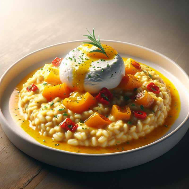 Risotto cremoso ai peperoni con burrata