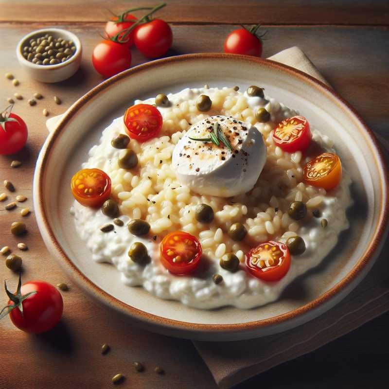 Risotto con burrata, capperi e pomodorini