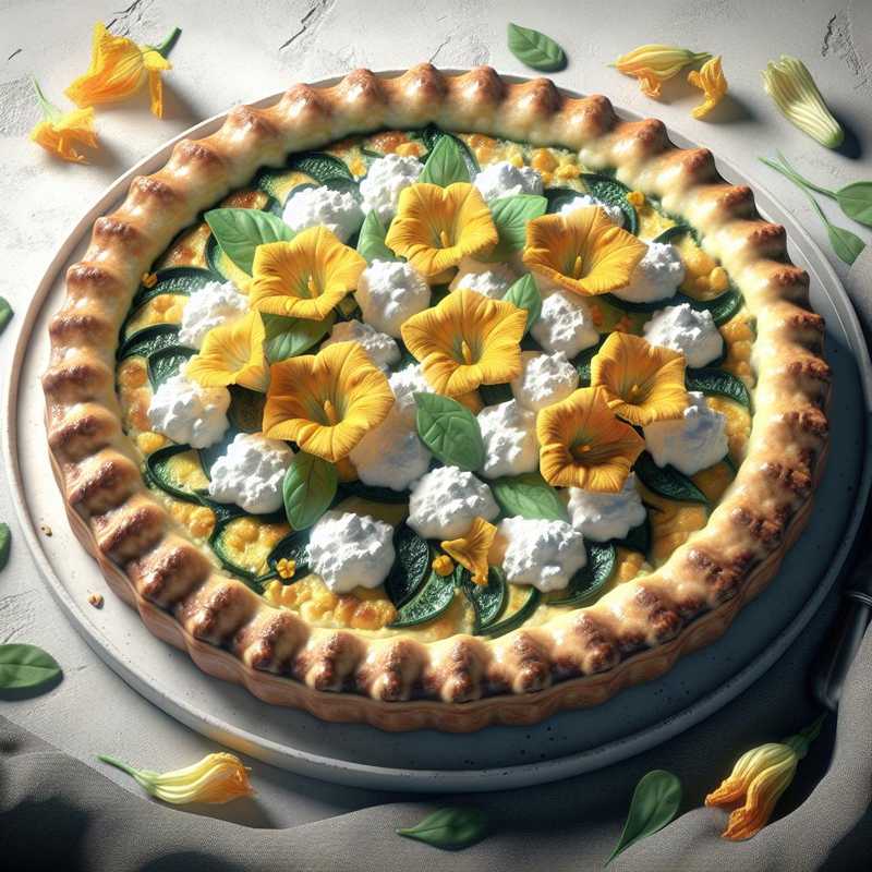 Crostata salata alla ricotta e fiori di zucca