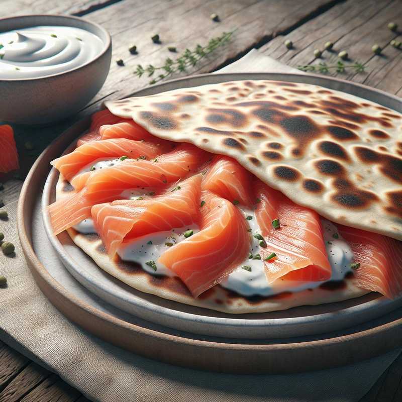 Piadina al salmone con salsa allo yogurt