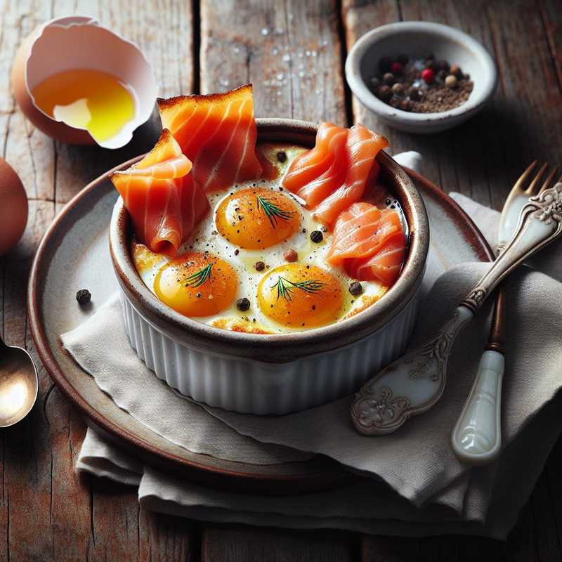 Eggs in cocotte with salmon