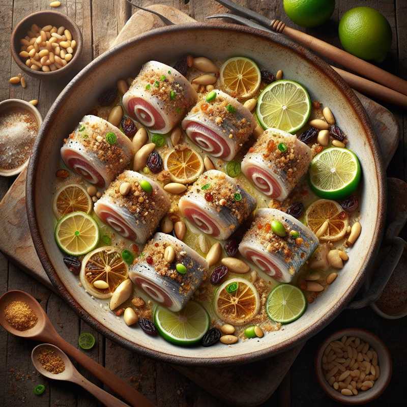 Involtini di spada a beccafico con lime e zenzero