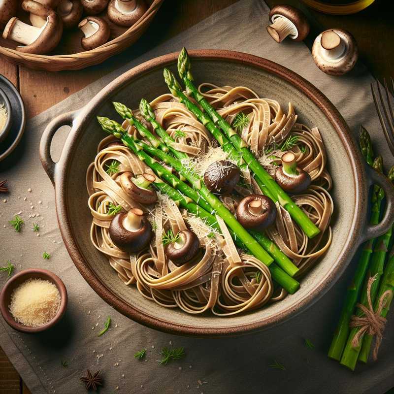 Tagliolini al farro con asparagi e porcini