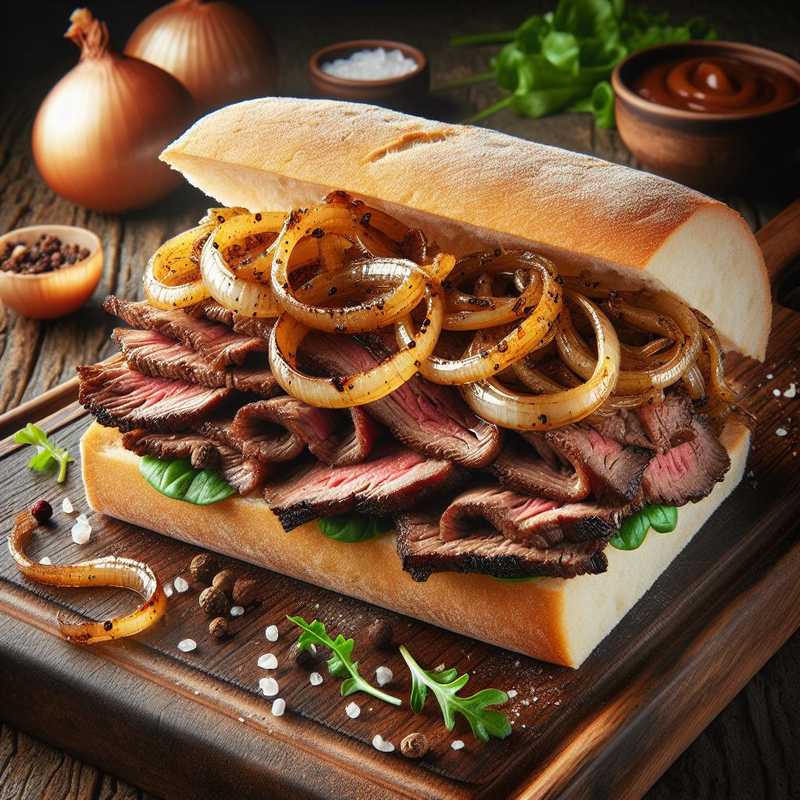 Sandwich with Roast Beef and Caramelized Onions