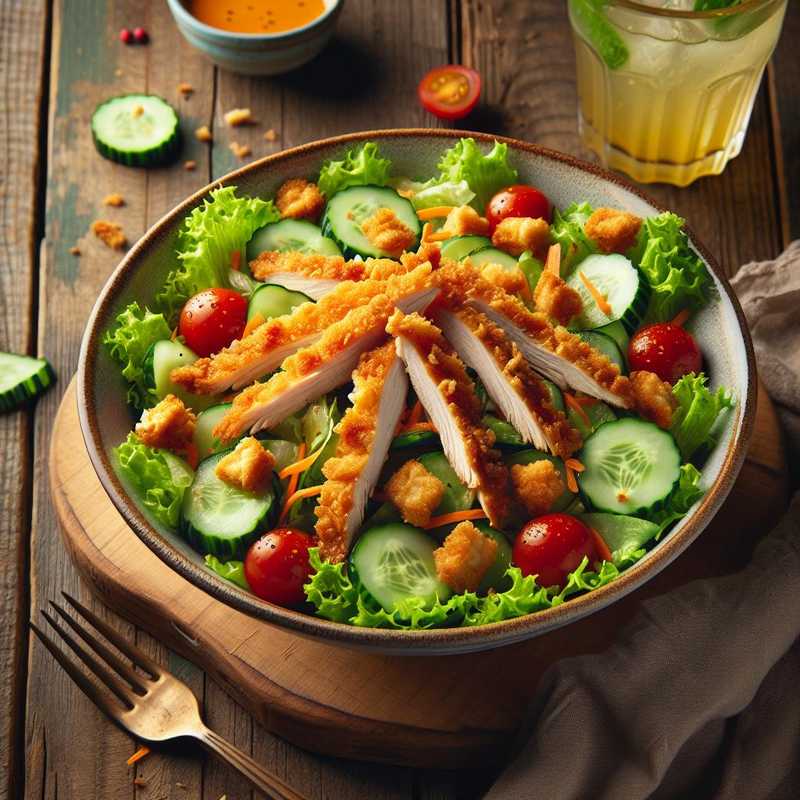 Insalata di pollo croccante con vinaigrette