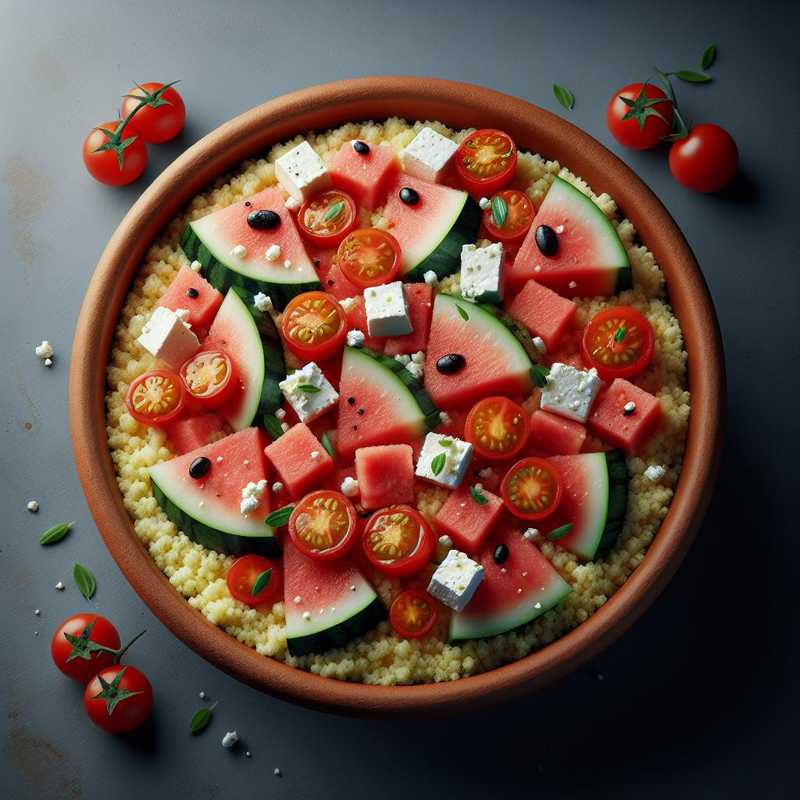 Cous cous con anguria, feta e pomodorini