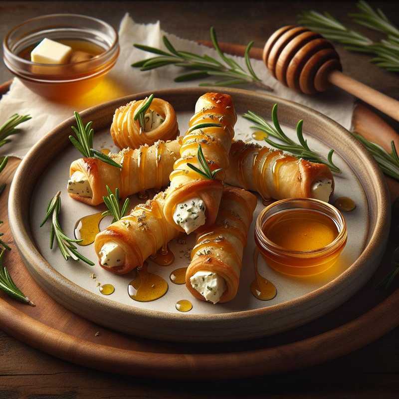 Cigars with goat cheese and rosemary honey