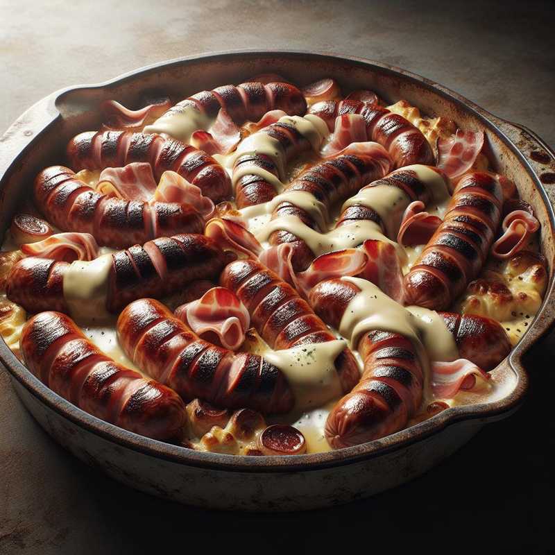 Baked Sausages with Cheese and Speck