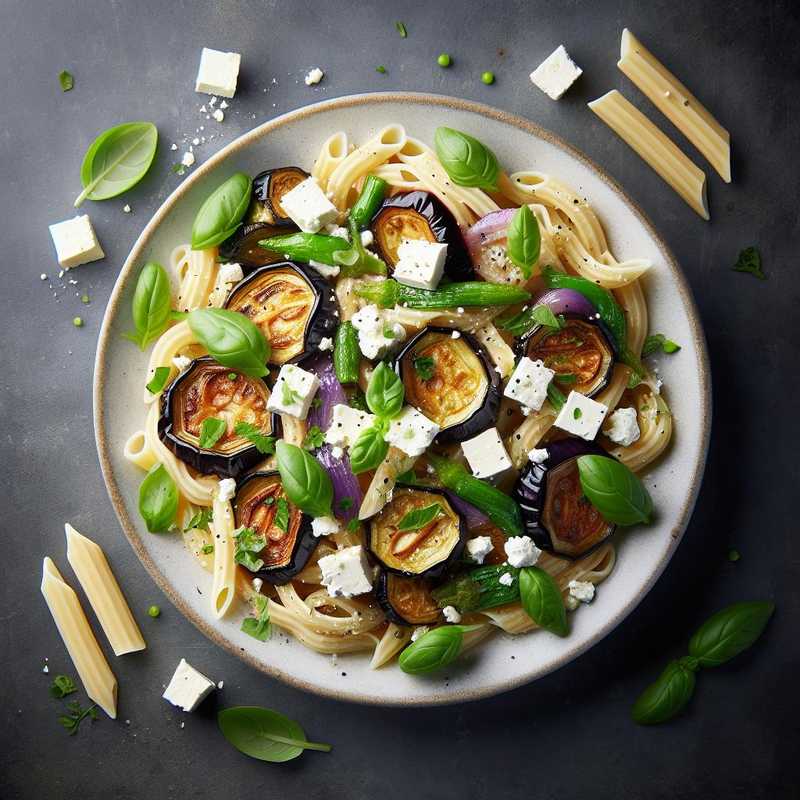 Cold Pasta with Eggplant and Feta