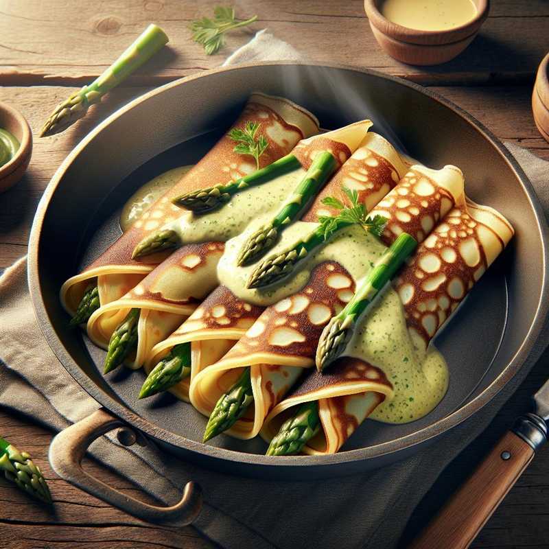 Crepe with asparagus cream