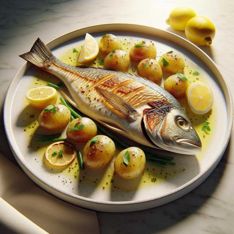 Branzino al forno con patate al limone