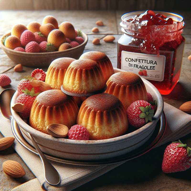 Almond Puddings with Strawberry Jam